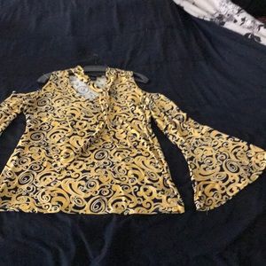 multi color flared long shoulder-less shirt